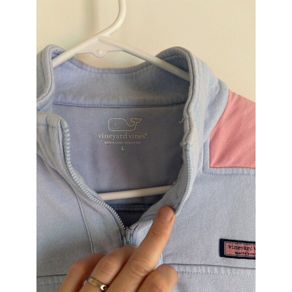 Vineyard Vines Women’s Quarter Zip Shep Shirt Blue And Pink Large - Picture 3 of 6